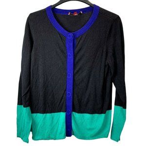 Narciso Rodriguez Cardigan Sweater size L Design Nation Colorblock Black Snaps